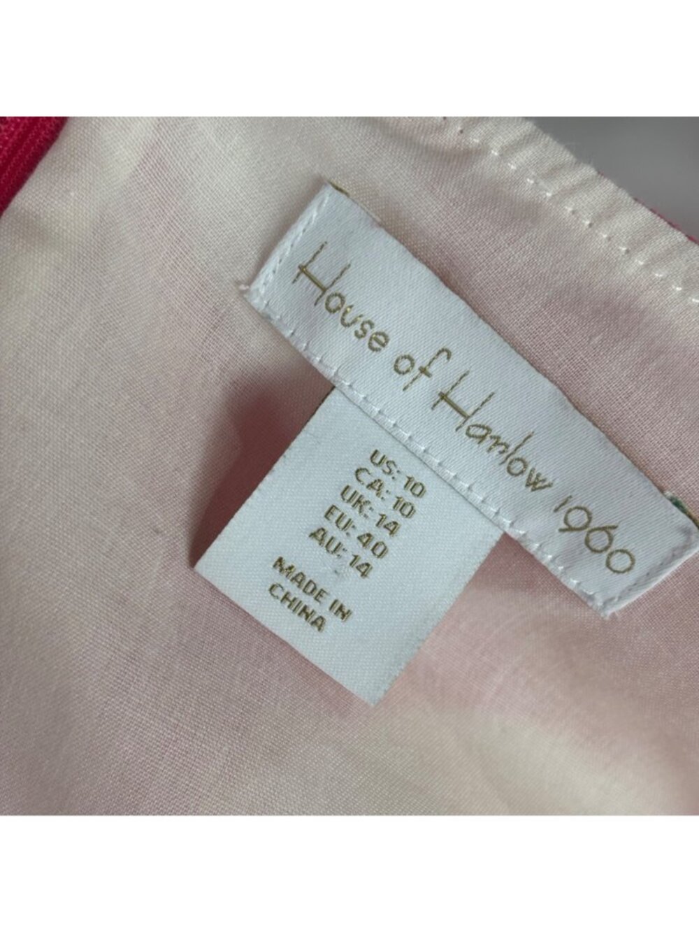 House of Harlow 1960 Hot Pink Linen Dress Womens Size 10 Puff Sleeves Plunge Nec - Picture 7 of 14